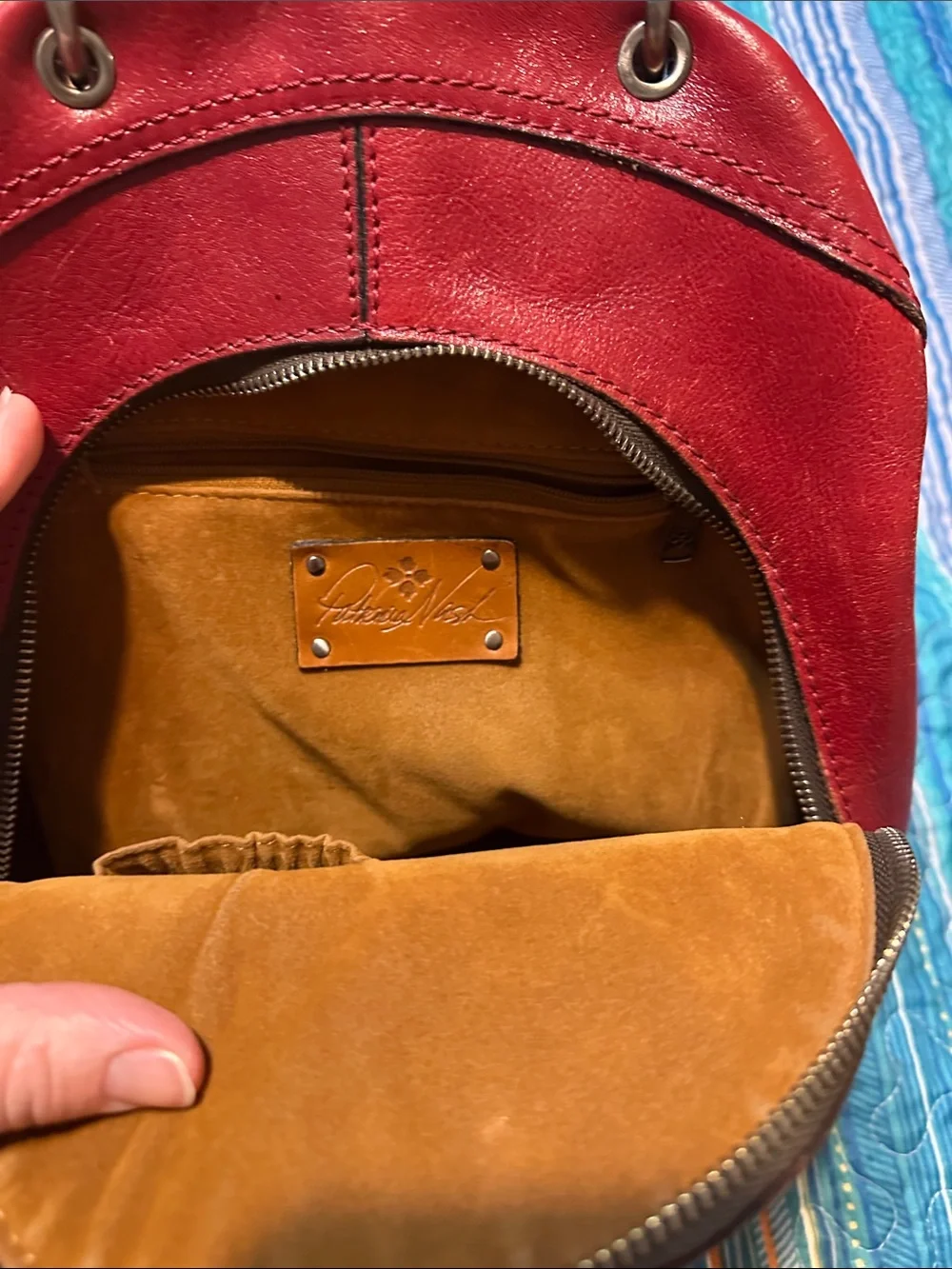 Patricia Nash Red Leather Mini Backpack